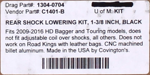 RrShock Lowering Kit 1-3/8 In. Black Part Number - 13040704 For Harley-Davidson