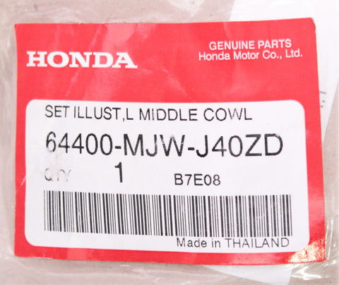 Honda Set Illust, Middle Cowl Part Number - 64400-MJW-J40ZD