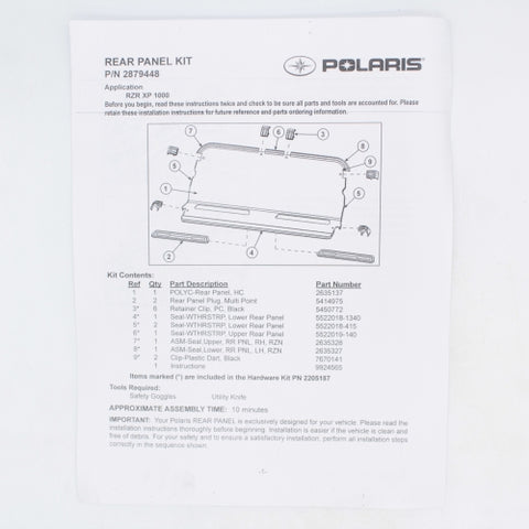 Polaris Windshield Part Number - 2879448