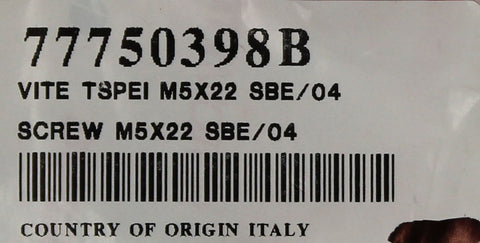 Screw Part Number - 77750398B For Ducati