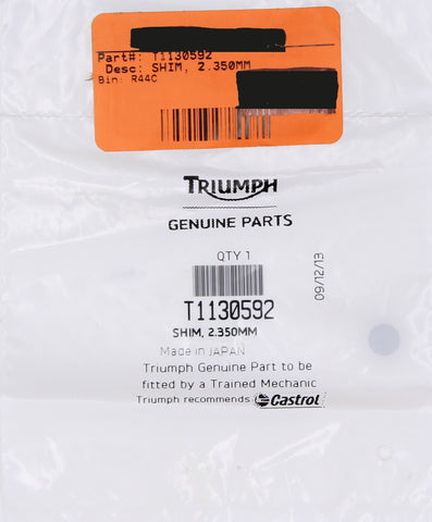 Genuine Triumph Shim Part Number - T1130592