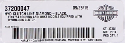 Genuine Harley-Davidson HYD Clutch Line, Diamond, Black Part Number - 37200047