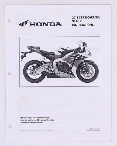 Honda 13' CBR1000RR/RA Set-Up Manual Part Number - 14307