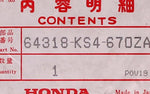 Genuine Honda Stripe Part Number - 64318-KS4-670ZA