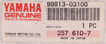 Genuine Yamaha Nut Part Number - 98813-03100-00