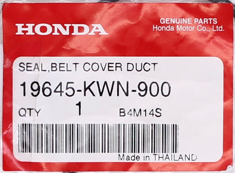 Genuine Honda Belt Cover Duct Seal Part Number - 19645-KWN-900