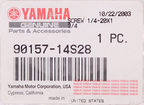 Genuine Yamaha Screw Part Number - 90157-14S28-00