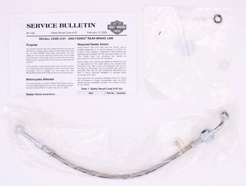 Harley-Davidson, Recall Code 0107 Rear Brake Line Kit, Part Number - 94187