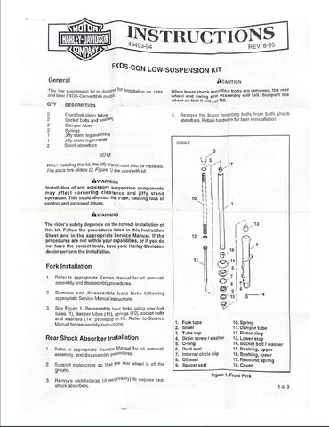 OEM Harley-Davidson 45493-94 Low Suspension Kit NOS