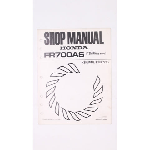 Genuine Honda FR700AS Shop Manual Supplement Part Number - 6172310Z